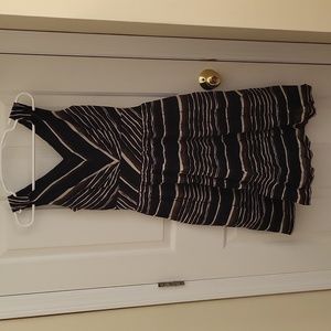 Like New Talbots Black, Brown, and Cream Striped Dress, Size 2 Petite